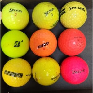 9 Colored Soft Hard Golf Balls Srixon Nitro Bridgestone Volvik Spalding